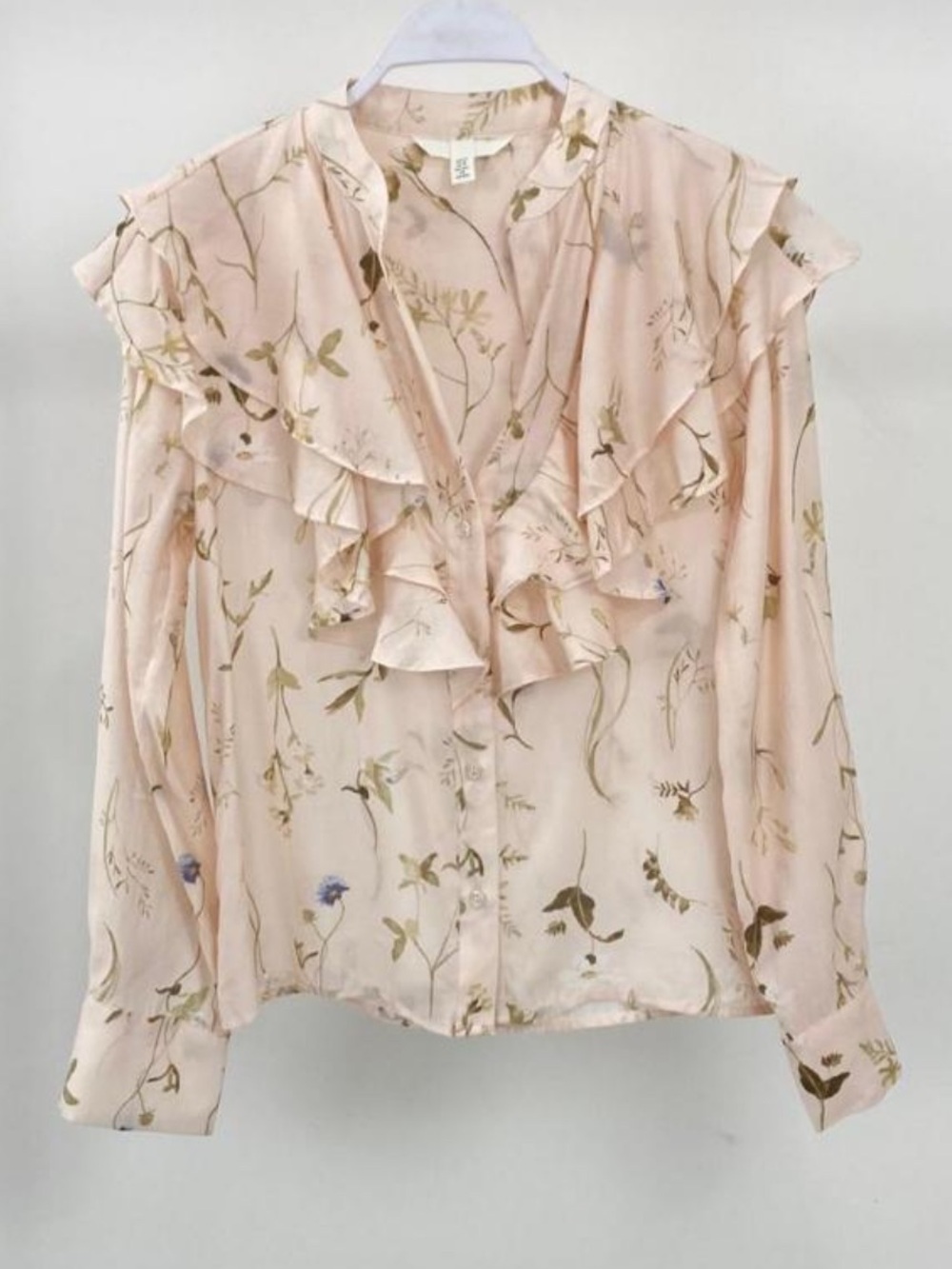 H&M Floral Ruffle Blouse - Pale Pink